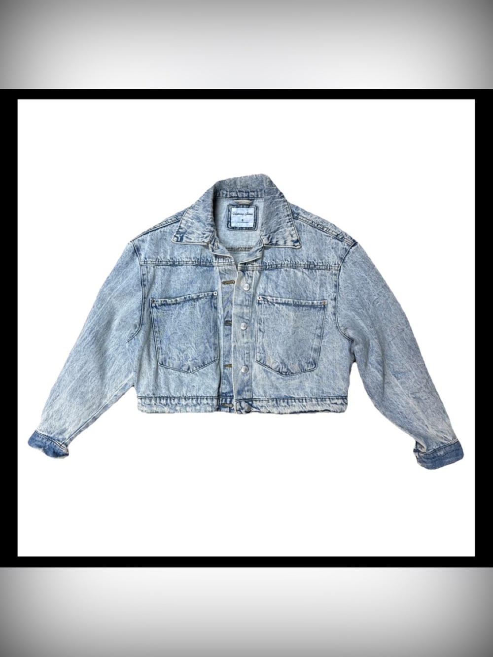 Highway‎ Jeans Crop Distressed Button-Down Oversized Denim Jacket Women Sz S